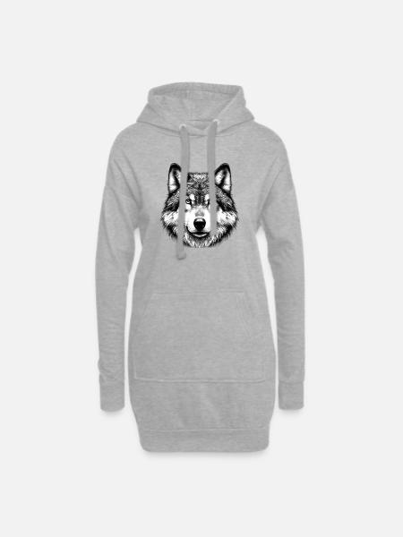 Wolf - Hoodie-Kleid - Grau meliert