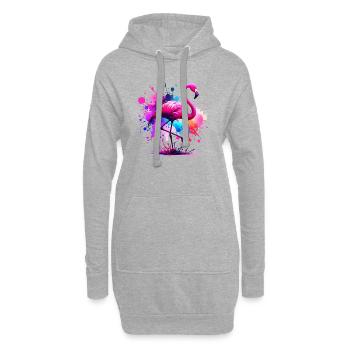 Flamant - Sweat-shirt à capuche long Femme - gris chiné - Devant