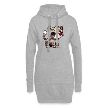 chat kawaii zombie effrayant pour s’amuser à Halloween - Sweat-shirt à capuche long Femme - gris chiné - Devant