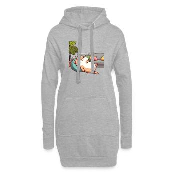 Entspannter pinker Fuzzle auf der Couch - Hoodie-Kleid - Grau meliert - Vorne