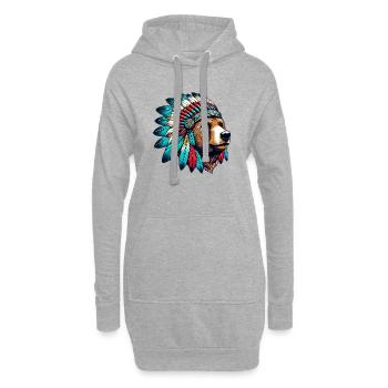 Ours amérindien Peaux-rouges d’Amérique - Sweat-shirt à capuche long Femme - gris chiné - Devant