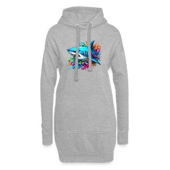 Requin - Sweat-shirt à capuche long Femme - gris chiné - Devant
