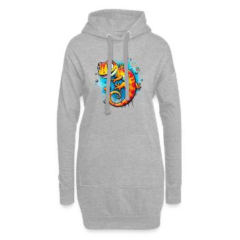 Gecko - Sweat-shirt à capuche long Femme - gris chiné - Devant
