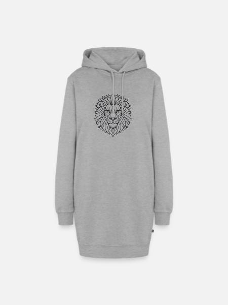 Lion Head - Hoodie Dress - heather grey