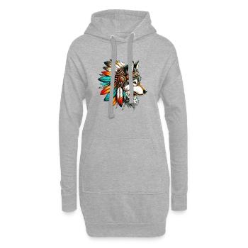 Loup amérindien Peaux-rouges d’Amérique - Sweat-shirt à capuche long Femme - gris chiné - Devant