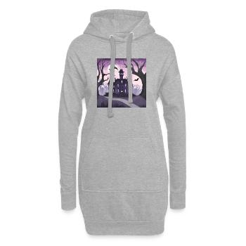 Manoir gothique. - Sweat-shirt à capuche long Femme - gris chiné - Devant