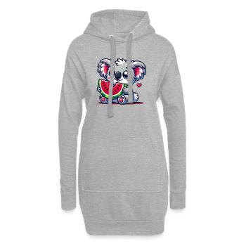 L’adorable koala déguste un morceau de pastèque - Sweat-shirt à capuche long Femme - gris chiné - Devant