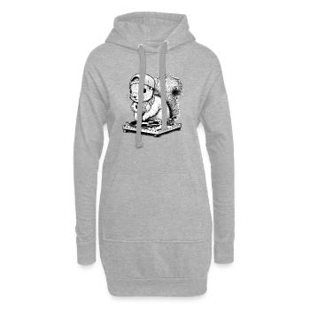 motif d’écureuil cool en tant que DJ avec des écouteurs - Sweat-shirt à capuche long Femme - gris chiné - Devant