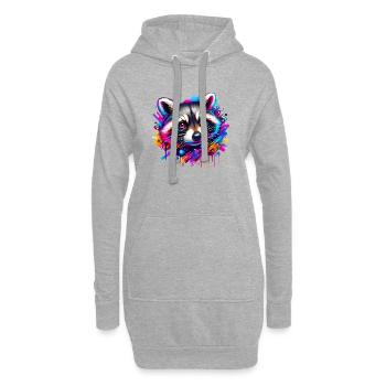 Raton laveur - Sweat-shirt à capuche long Femme - gris chiné - Devant