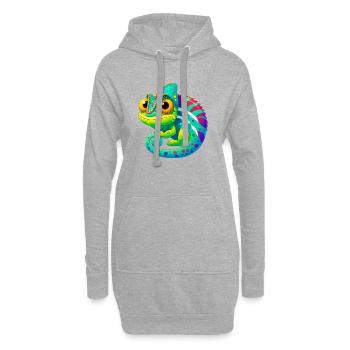 Caméléon - Sweat-shirt à capuche long Femme - gris chiné - Devant