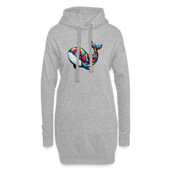 Arlequin baleine - Sweat-shirt à capuche long Femme - gris chiné - Devant