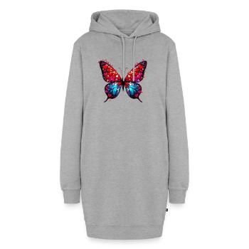 Papillon avec des cœurs - Sweat-shirt à capuche long Femme - gris chiné - Devant