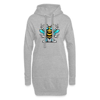 Abeille avec des lunettes de soleil - Sweat-shirt à capuche long Femme - gris chiné - Devant