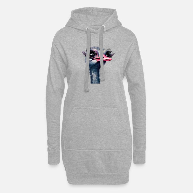 Straußen-Make-up - Hoodie-Kleid - Grau meliert