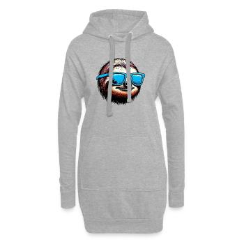 Faultier mit Sonnenbrille - Hoodie-Kleid - Grau meliert - Vorne