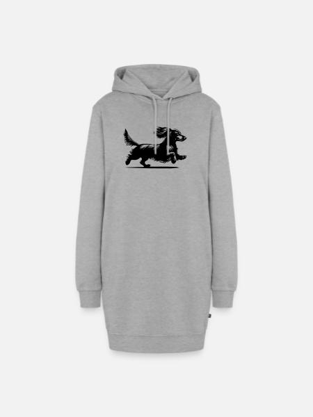 Dackel - Hoodie-Kleid - Grau meliert