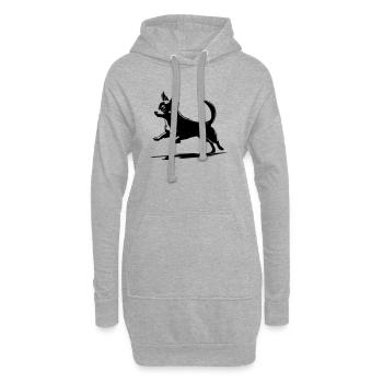 Chihuahua - Hoodie-Kleid - Grau meliert - Vorne