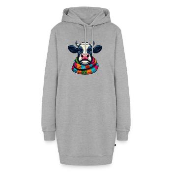 Vache - Sweat-shirt à capuche long Femme - gris chiné - Devant
