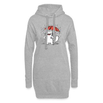 Chat heureux sous la pluie - Sweat-shirt à capuche long Femme - gris chiné - Devant