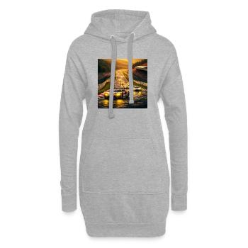 Rennstrecke im Abendlicht - Hoodie-Kleid - Grau meliert - Vorne