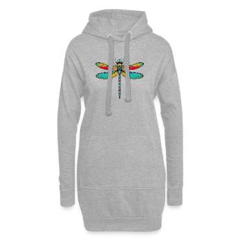 Libellule - Sweat-shirt à capuche long Femme - gris chiné - Devant