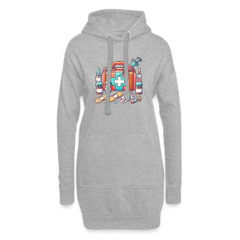 detailreicher Apothekenkoffe,Symbol für Sicherheit - Hoodie-Kleid - Grau meliert - Vorne