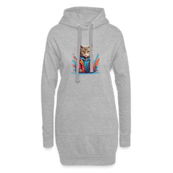 Éclat Félin Urbain - Sweat-shirt à capuche long Femme - gris chiné - Devant