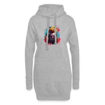 Cooler urbaner Bär - Hoodie-Kleid - Grau meliert - Vorne