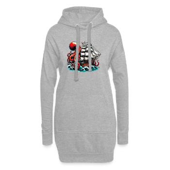Voilier Octopus - Sweat-shirt à capuche long Femme - gris chiné - Devant