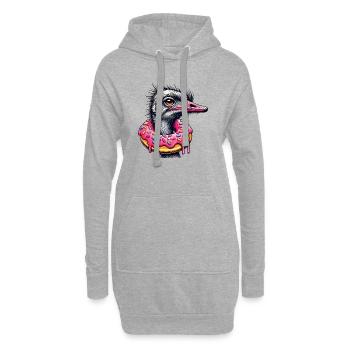 drôle de festin pour les yeux - Oiseau autruche avec beignet - Sweat-shirt à capuche long Femme - gris chiné - Devant