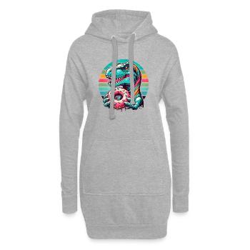 Dino-Donut-Motiv: Ein Abenteuer für Naschkatzen - Hoodie-Kleid - Grau meliert - Vorne