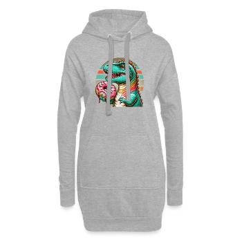 Dino-Donut-Motiv: Ein Abenteuer für Naschkatzen - Hoodie-Kleid - Grau meliert - Vorne