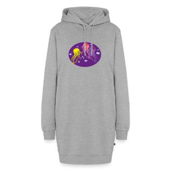 Méduse multicolore - Sweat-shirt à capuche long Femme - gris chiné - Devant