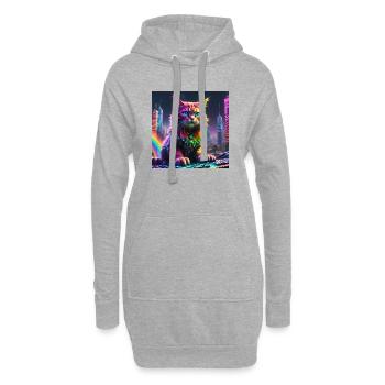 Chat - Sweat-shirt à capuche long Femme - gris chiné - Devant