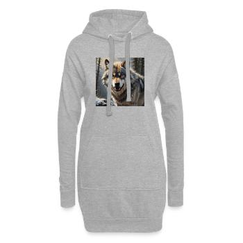 Loup - Sweat-shirt à capuche long Femme - gris chiné - Devant
