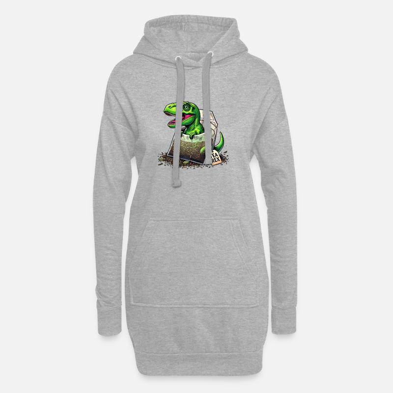 Tea Rex T-Rex Dinosaurier - Hoodie-Kleid - Grau meliert