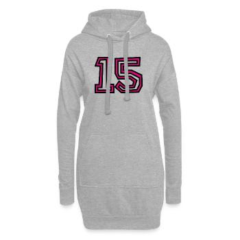 15. 15 ANS. 15e ANNIVERSAIRE. ANNIVERSAIRE 15 ANS. - Sweat-shirt à capuche long Femme - gris chiné - Devant