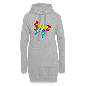 papillon coloré papillon - Sweat-shirt à capuche long Femme - gris chiné - Devant