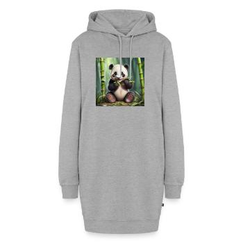 Panda - Sweat-shirt à capuche long Femme - gris chiné - Devant