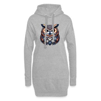Eule - Hoodie-Kleid - Grau meliert - Vorne