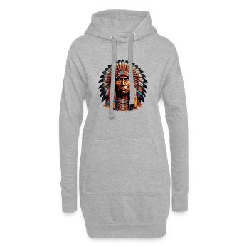 Amerikanischer Indianer Amerikaner - Hoodie-Kleid - Grau meliert - Vorne