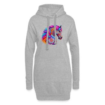Pferd Mandala Zeichnung Indien Indien - Hoodie-Kleid - Grau meliert - Vorne