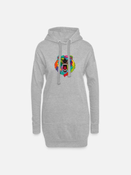 Urban Beast: Erwecke deinen inneren Bären - Hoodie-Kleid - Grau meliert