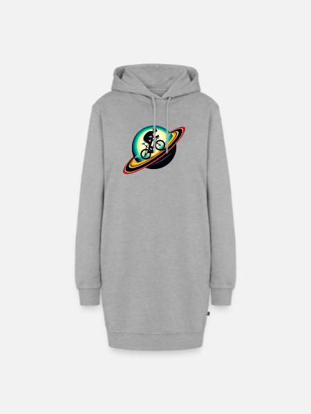 Radfahrer auf dem Saturn - Hoodie-Kleid - Grau meliert