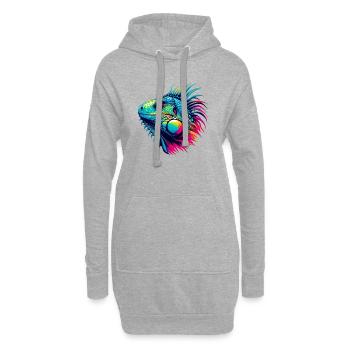 Iguane - Sweat-shirt à capuche long Femme - gris chiné - Devant