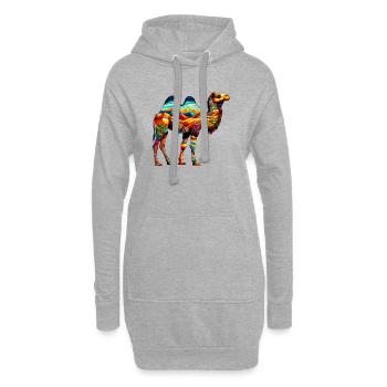 Chameau - Sweat-shirt à capuche long Femme - gris chiné - Devant