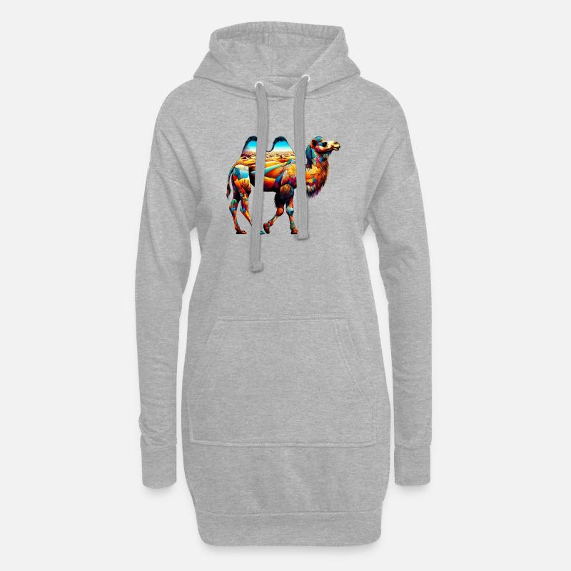Kamel - Hoodie-Kleid - Grau meliert