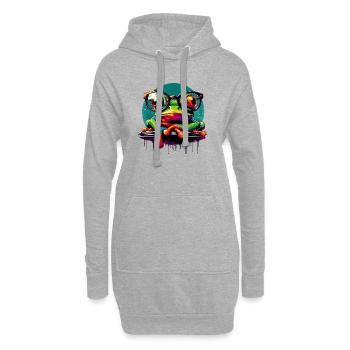 Grenouille - Sweat-shirt à capuche long Femme - gris chiné - Devant