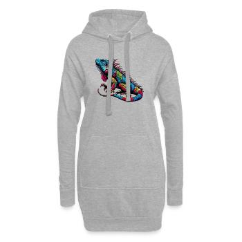 Iguane - Sweat-shirt à capuche long Femme - gris chiné - Devant