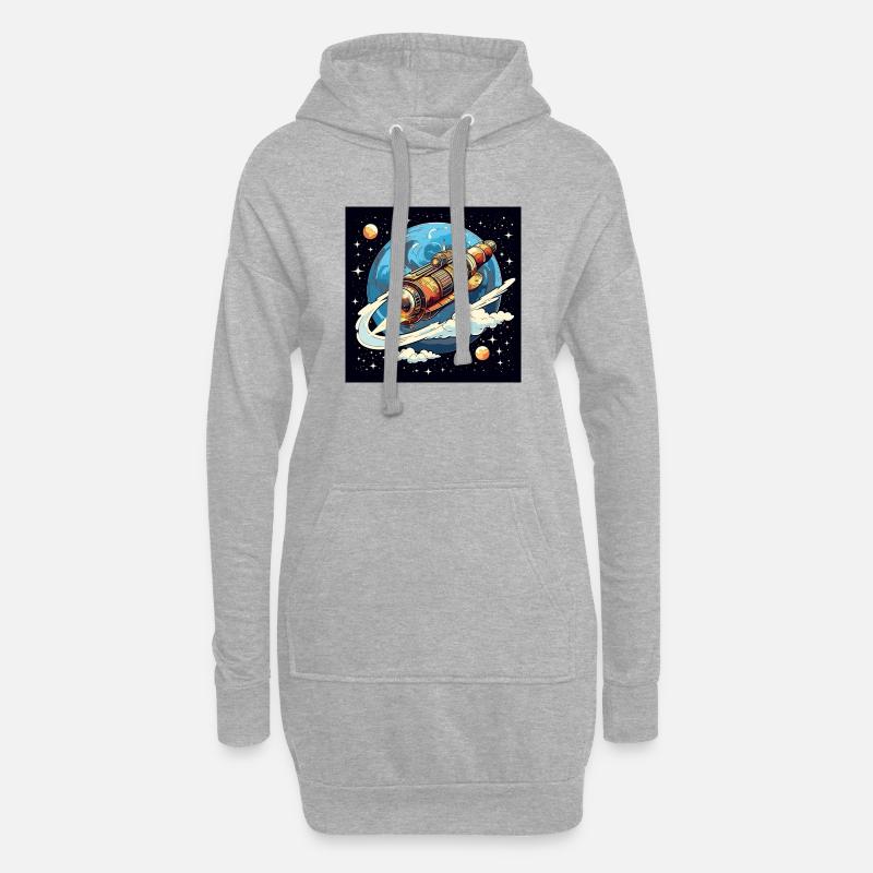 Rocket flight through space - Hoodie Dress - heather grey
